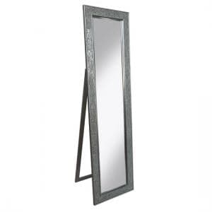 Aliza Floor Standing Cheval Mirror In Silver Mosaic Frame - UK