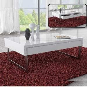 Casa High Gloss Coffee Table With 1 Drawer In White - UK