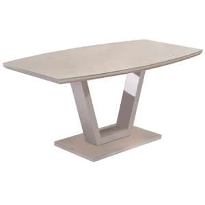 Samson Glass Top Gloss Marble Effect Dining Table In Latte - UK