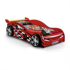 Sabaean Kids Racing Car Bed In High Gloss Red - UK