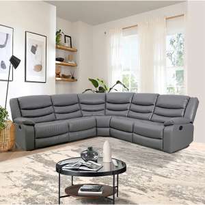 Sorreno Bonded Leather Recliner Corner Sofa In Dark Grey - UK