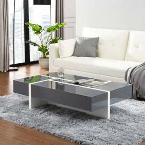 Storm High Gloss Storage Coffee Table In Grey And White - UK