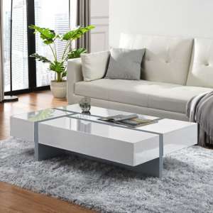 Storm High Gloss Storage Coffee Table In White And Grey - UK
