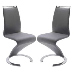 Summer Z Grey Faux Leather Dining Chairs In Pair - UK