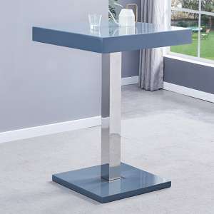 Topaz High Gloss Bar Table Square Glass Top In Grey - UK