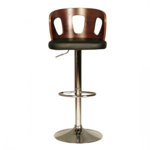 Hesket Bar Stool In Walnut And Black PU With Chrome Plated Base - UK