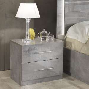 Abby Bedside Cabinet In Grey Marble Effect Gloss And 2 Drawers - UK