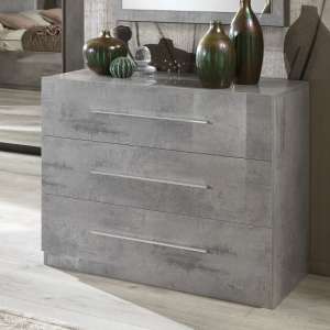 Abby Chest Of Drawers In Grey Marble Effect Gloss And 3 Drawers - UK