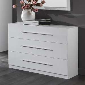 Abby Chest Of Drawers In White High Gloss And 3 Drawers - UK