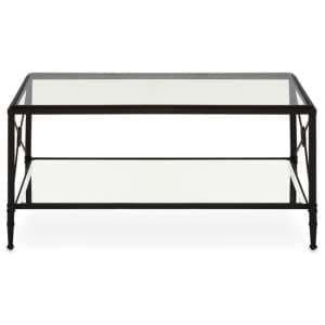 Acox Rectangular Clear Glass Top Coffee Table With Black Frame - UK