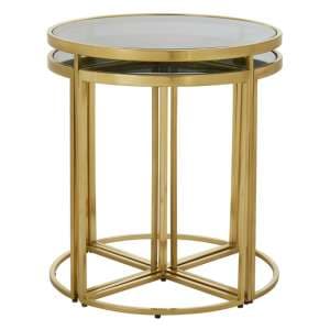 Acox Round Black Glass Top Nest Of 5 Tables With Gold Frame - UK