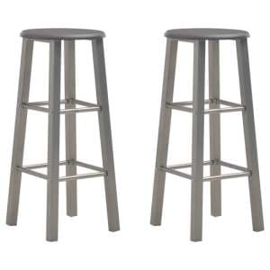 Adelia Anthracite Wooden Bar Stools With Steel Frame In A Pair - UK
