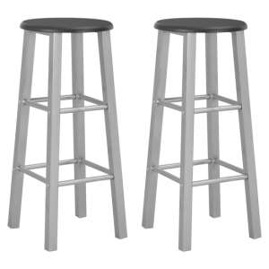 Adelia Black Wooden Bar Stools With Steel Frame In A Pair - UK