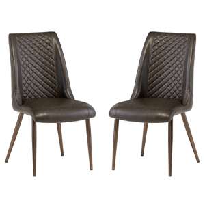 Adora Dark Brown Faux Leather Dining Chairs In Pair - UK