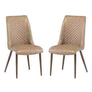 Adora Taupe Faux Leather Dining Chairs In Pair - UK