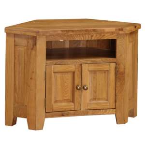 Adriel Corner Wooden TV Stand In Light Oak - UK
