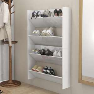 Agim High Gloss Shoe Storage Rack With 4 Shelves In White - UK