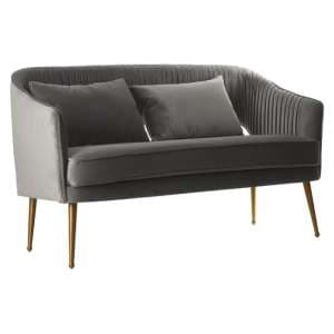 Agnetas Upholstered Velvet 2 Seater Sofa In Grey - UK