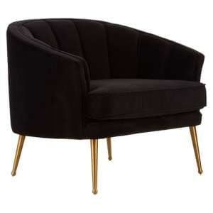 Agnetas Velvet Tub Chair In Black With Gold Legs - UK