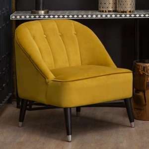 Agoront Upholstered Velvet Lounge Chair In Yellow - UK