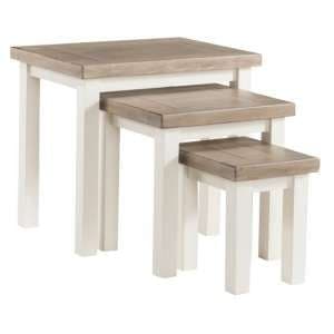 Alaya Wooden Nest Of Tables In Stone White Finish - UK