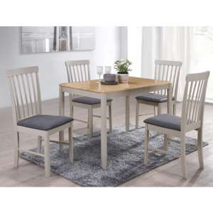 Alcor Fixed Dining Set With 4 Stone Grey Chairs - UK