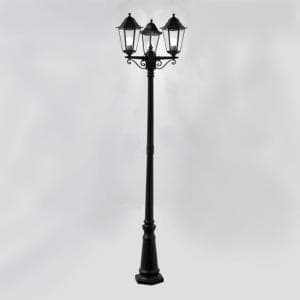 Alex Ip44 Black 3 Light Outdoor Post Lamp With Clear Glass - UK