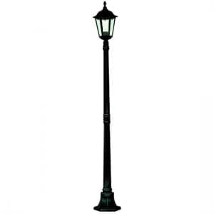 Alex Tall Outdoor Post Lamp In Black With Clear Glass - UK