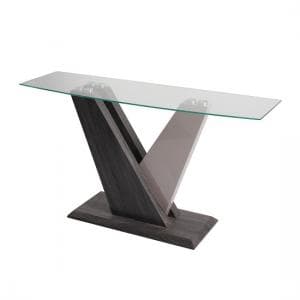 Alexa Glass Console Table In Dark Grey And Champagne High Gloss - UK