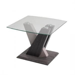 Alexa Glass End Table In Dark Grey And Champagne High Gloss - UK