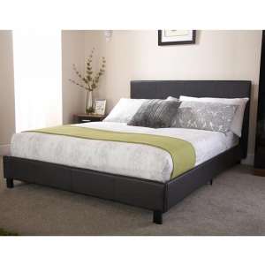 Alcester Faux Leather Double Bed In Black - UK