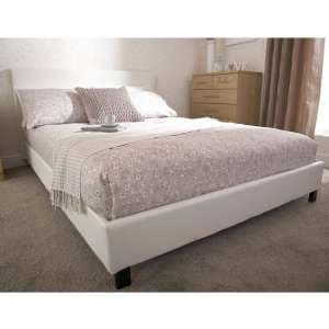 Alcester Faux Leather King Size Bed In White - UK