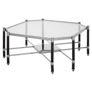 Allessa Clear Glass Coffee Table With Black And Silver Frame - UK