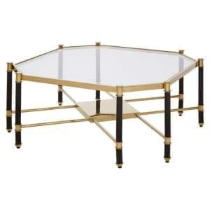 Allessa Clear Glass Coffee Table With Black And Gold Frame - UK