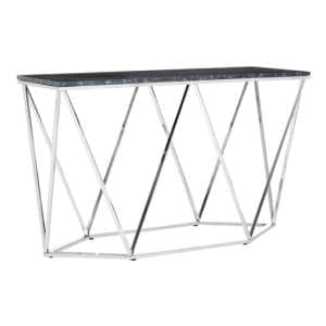 Alluras Black Marble Console Table With Silver Steel Frame - UK