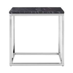 Alluras Square Black Marble End Table With Silver Frame - UK
