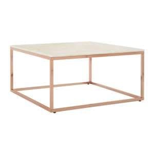 Alluras Square Clear Glass Coffee Table With Rose Gold Frame - UK