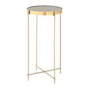 Alluras Tall Black Glass Side Table With Bronze Frame - UK