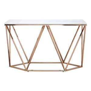 Alluras White Marble Console Table With Champagne Gold Frame - UK