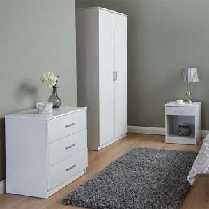 Probus Wooden 3Pc Bedroom Furniture Set In White - UK