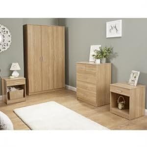 Probus Wooden 4Pc Bedroom Furniture Set In Oak - UK