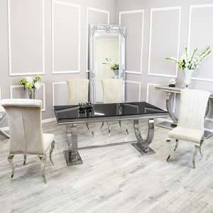 Alto Black Glass Dining Table With 8 North Cream Chairs - UK