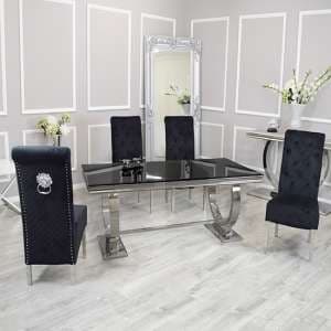Alto Black Glass Dining Table With 8 Elmira Black Chairs - UK
