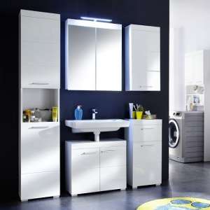 Amanda Bathroom Set In White With High Gloss Fronts And LED - UK