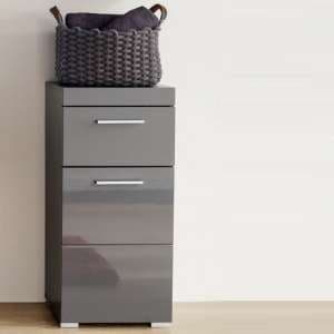 Amanda Bathroom Storage Cabinet In Grey And High Gloss Fronts - UK
