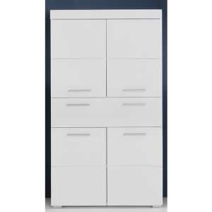 Amanda Floor Storage Cabinet In White Gloss With 4 Doors - UK