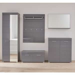 Amanda Hallway Furniture Set In Grey High Gloss - UK