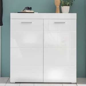 Amanda Shoe Storage Cabinet In White High Gloss - UK