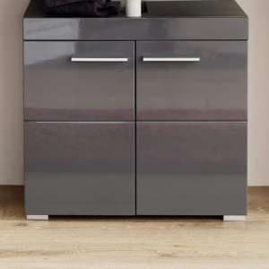 Amanda Vanity Cabinet In Grey With High Gloss Fronts - UK