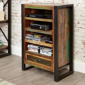 London Urban Chic Wooden Entertainment Cabinet With 4 Shelf - UK